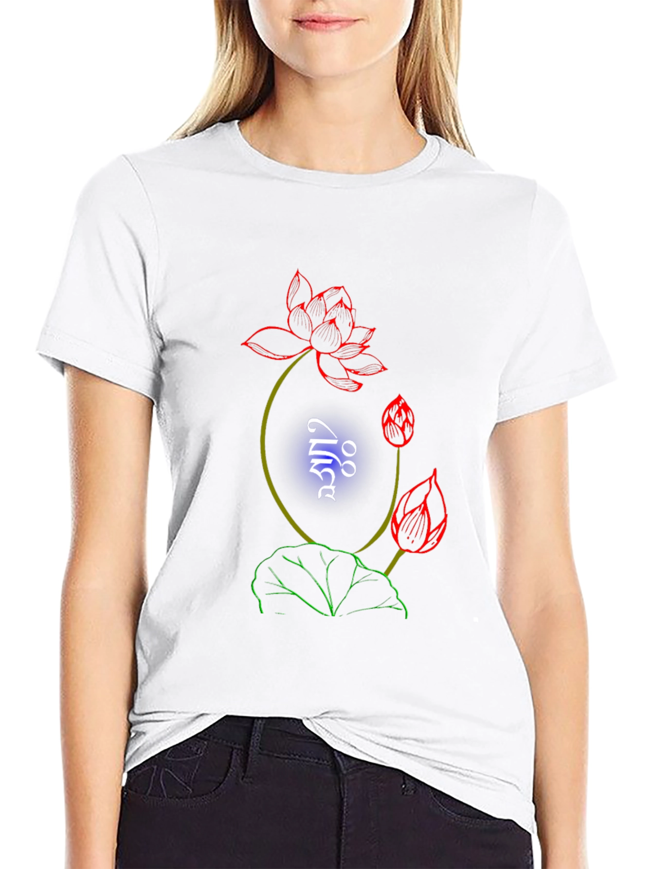 Lotus Graphic Print Black T-Shirt