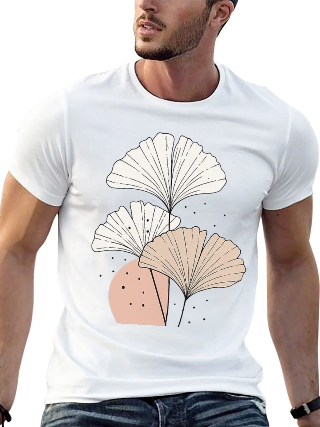 Botanical Ginkgo Leaf Graphic Tee - Modern Style