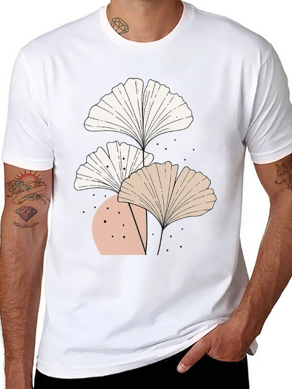 Botanical Ginkgo Leaf Graphic Tee - Modern Style