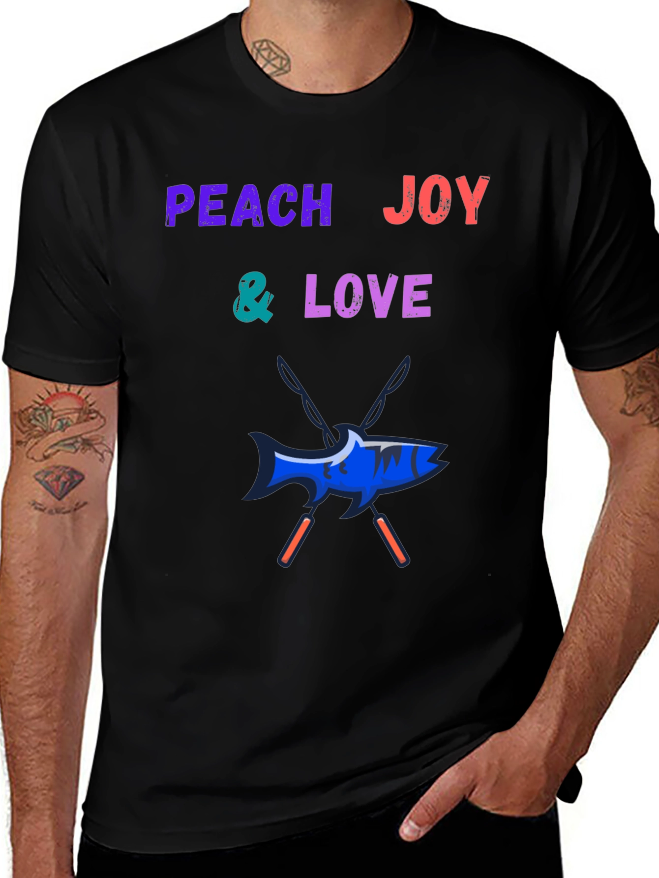 Peach Joy & Love Graphic Tee - Fish Design