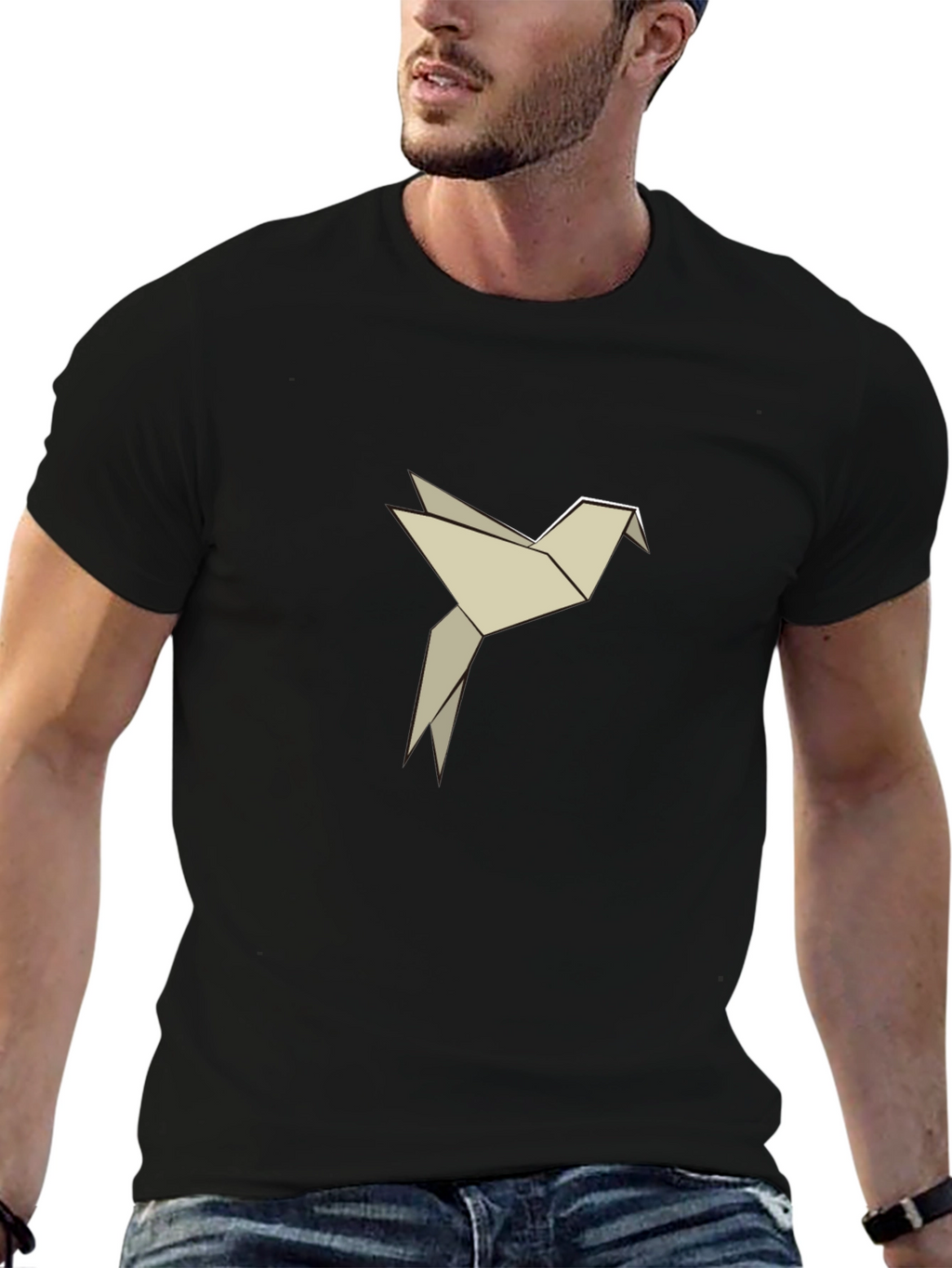 Origami Bird Graphic Tee - Black
