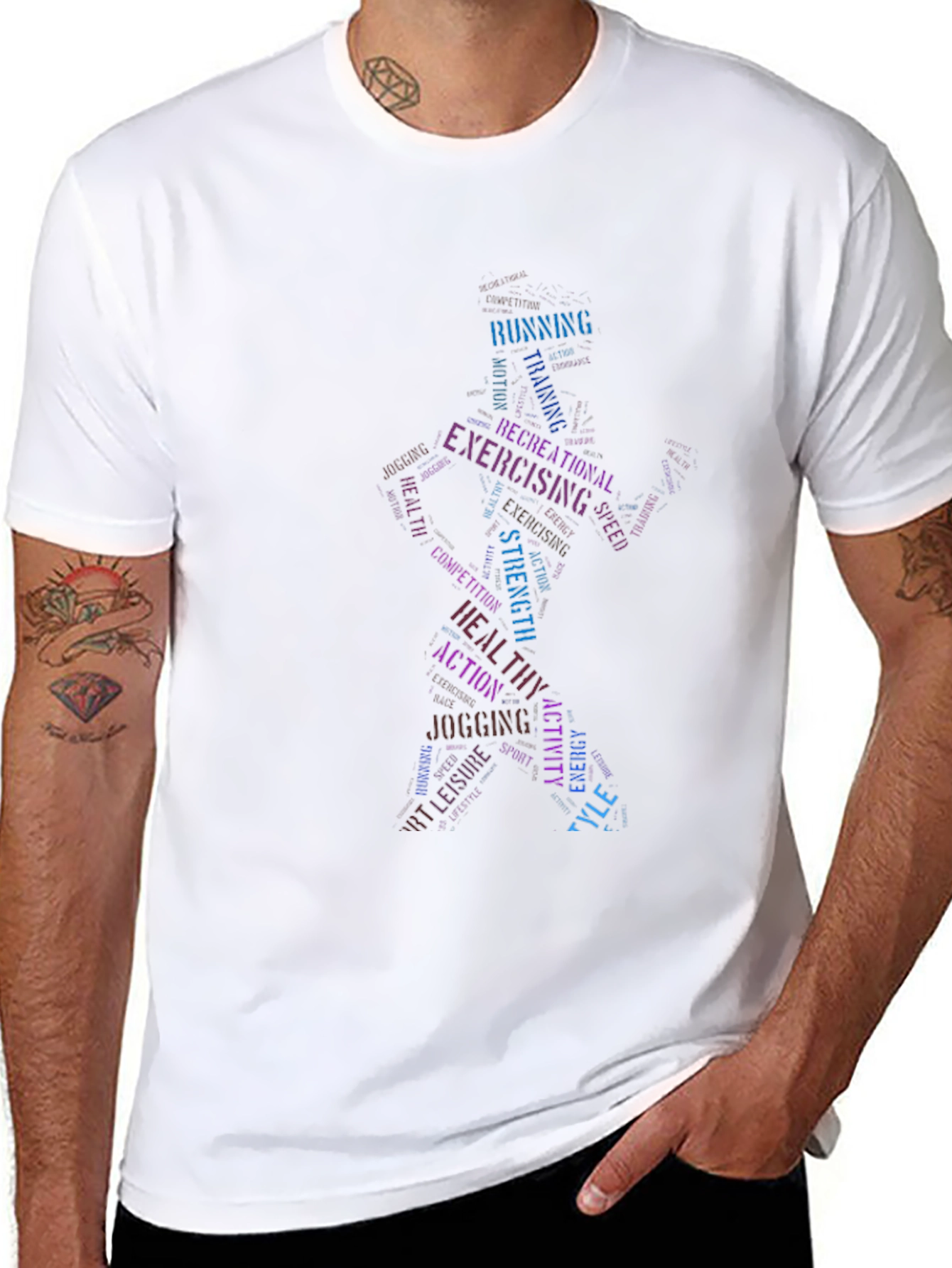 Fitness Word Art Graphic T-Shirt - Exercise Tee
