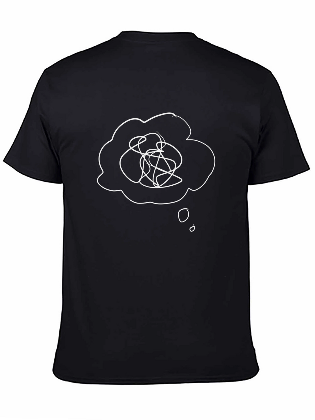 Mens Black T-Shirt with Confused Thought Bubble Graphic