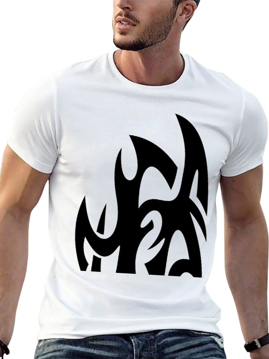 Black Graphic Tee - Abstract Design Casual Fit