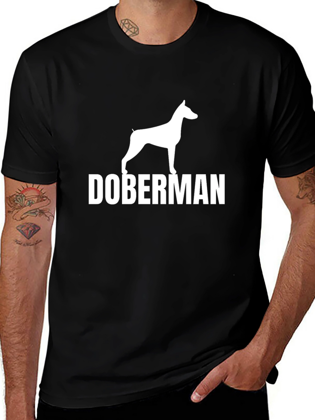 Doberman Dog Breed T-Shirt - Black Cotton Tee