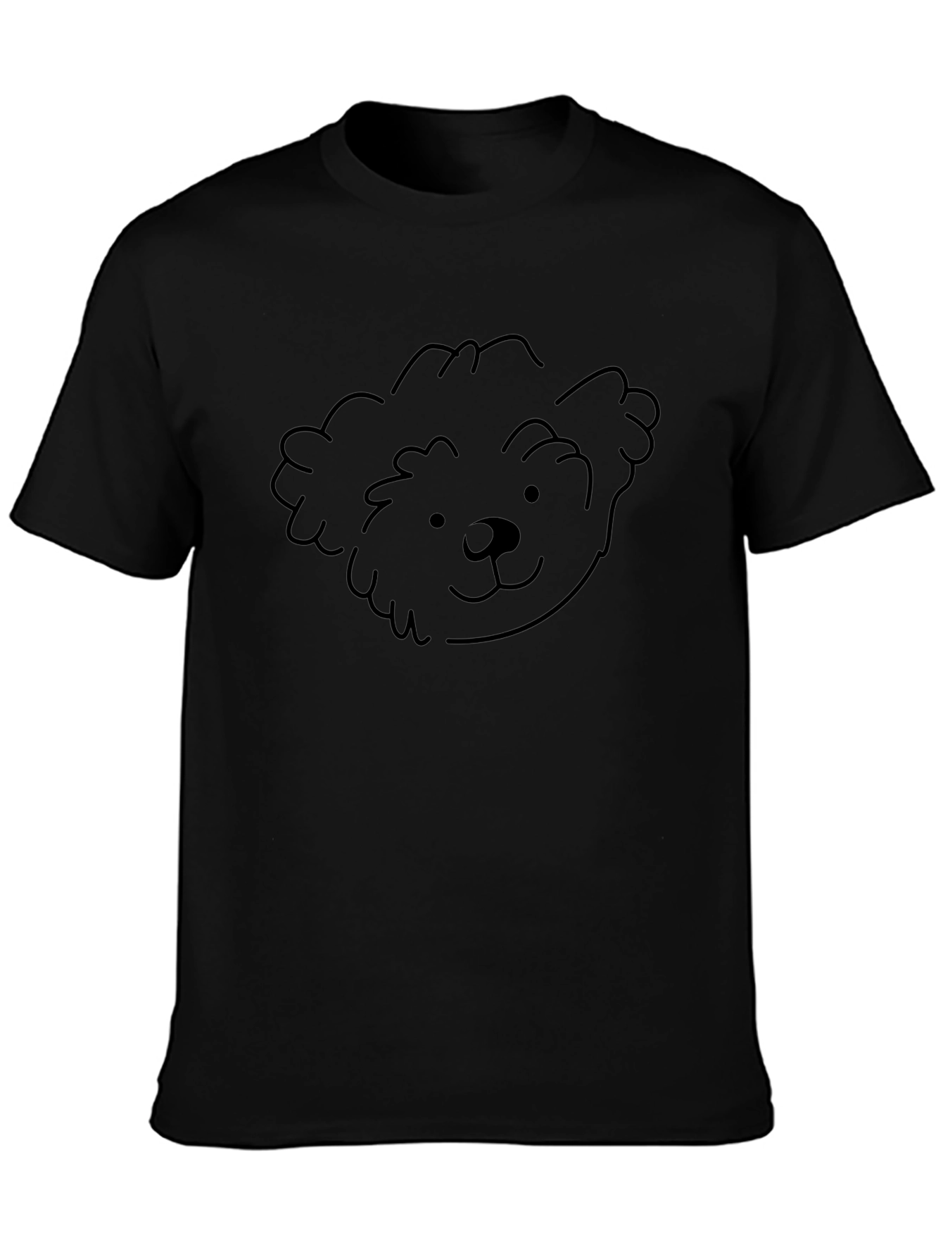 Simple Bear Face Graphic Black T-Shirt