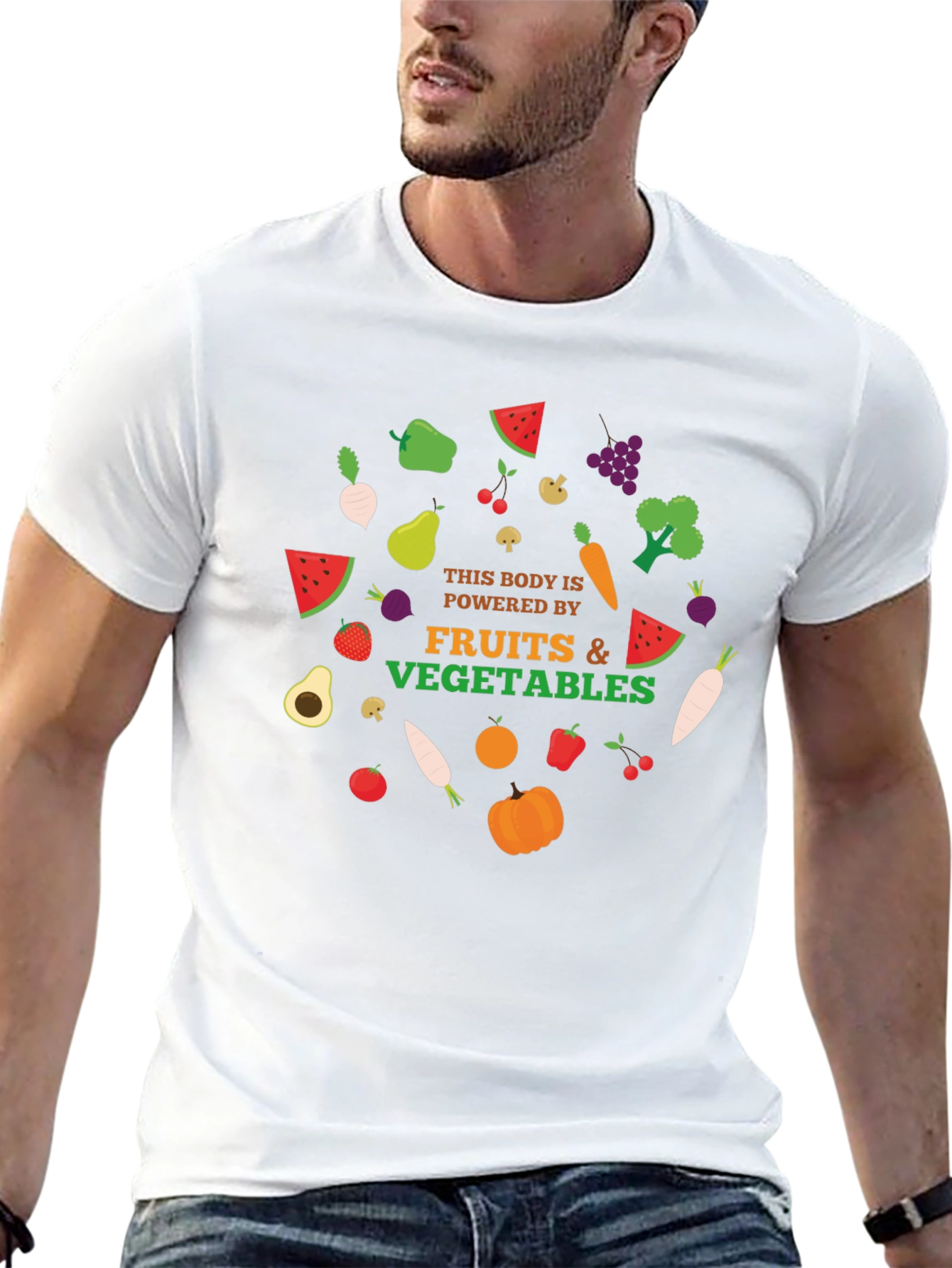 Powered By Fruits & Vegetables Graphic T-Shirt