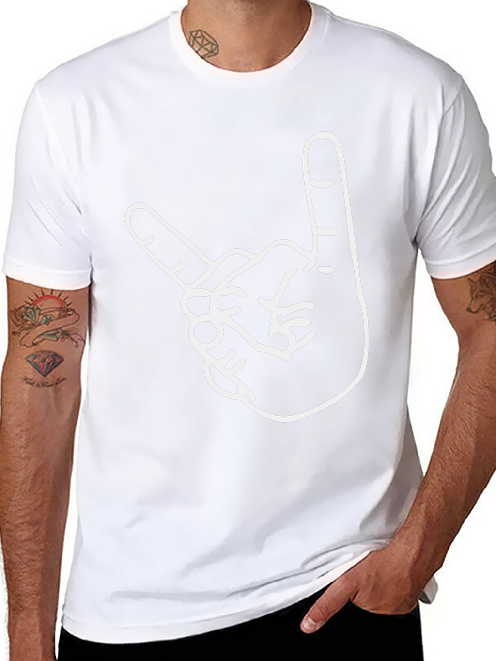 Rock On Hand Gesture Graphic Tee - Black T-Shirt