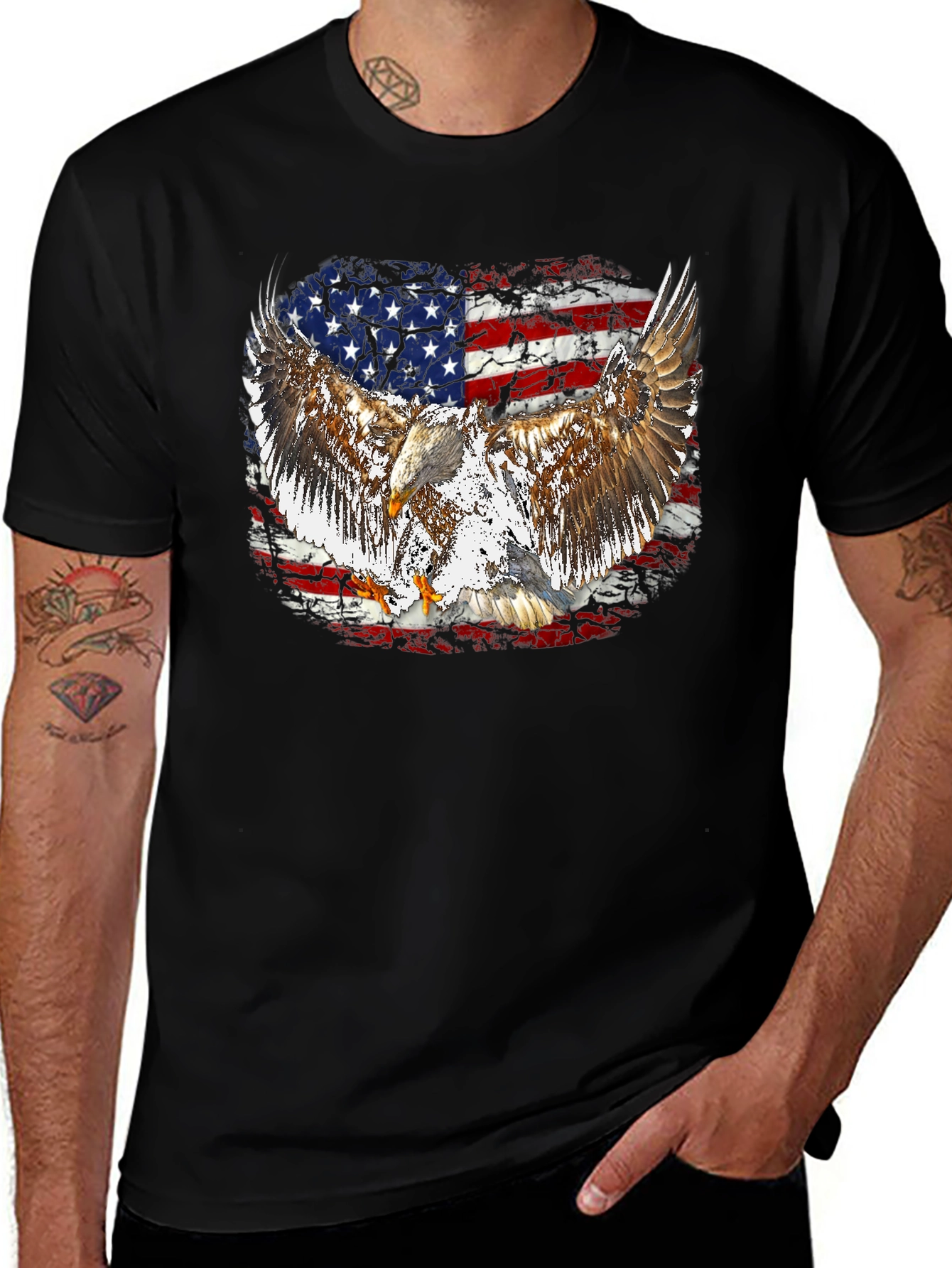 American Flag Eagle Graphic T-Shirt