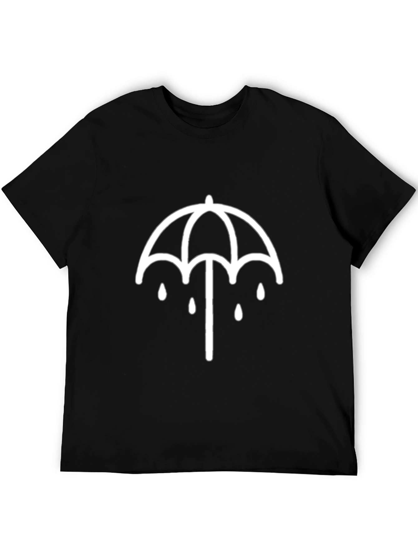 Black T-Shirt with Umbrella Graphic