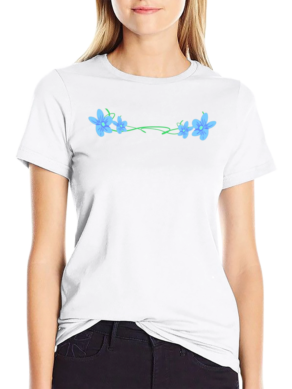 Floral Vine Graphic Black T-Shirt