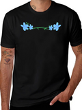 Floral Vine Graphic Black T-Shirt
