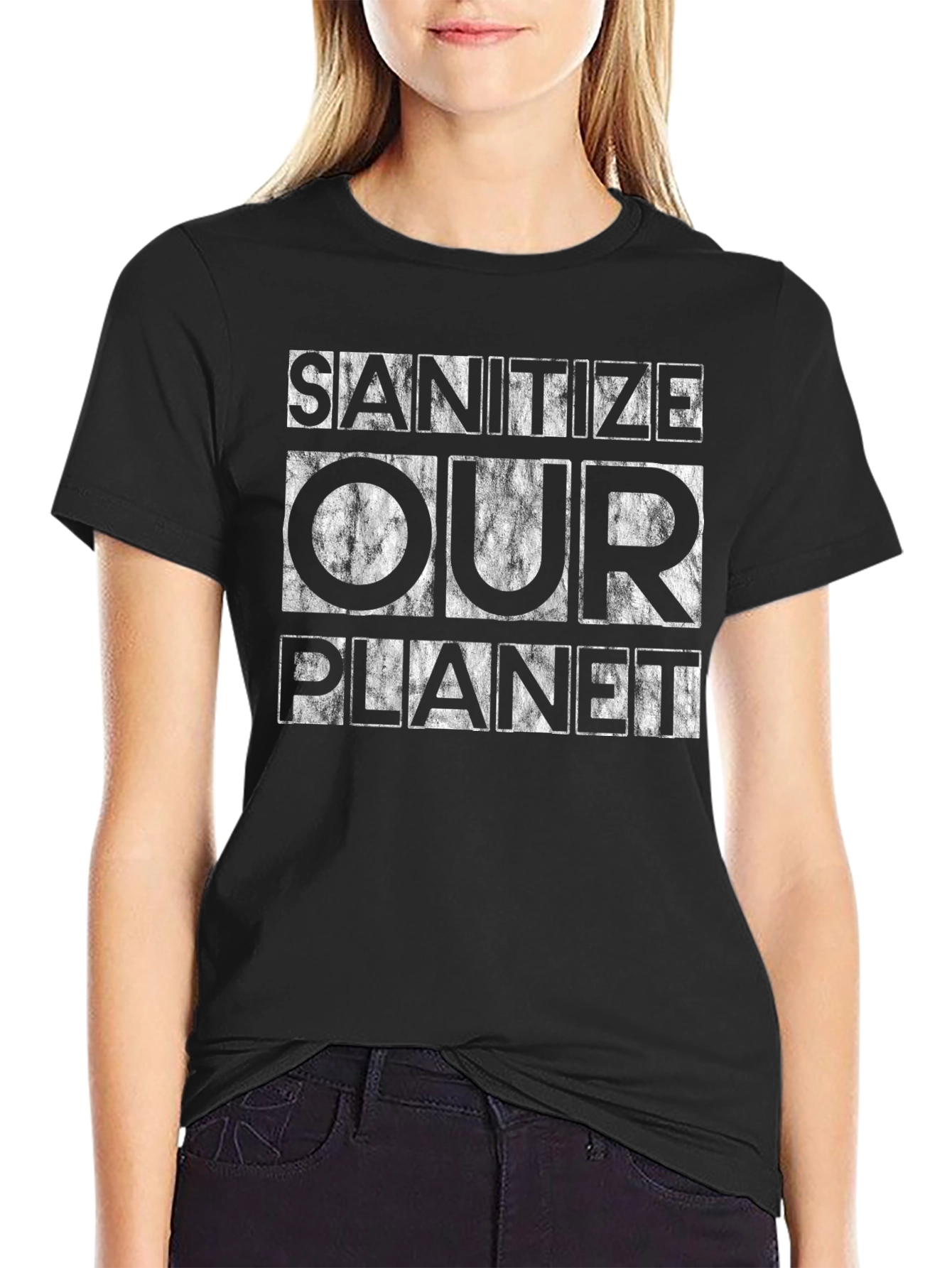 Sanitize Our Planet Graphic Tee - Black