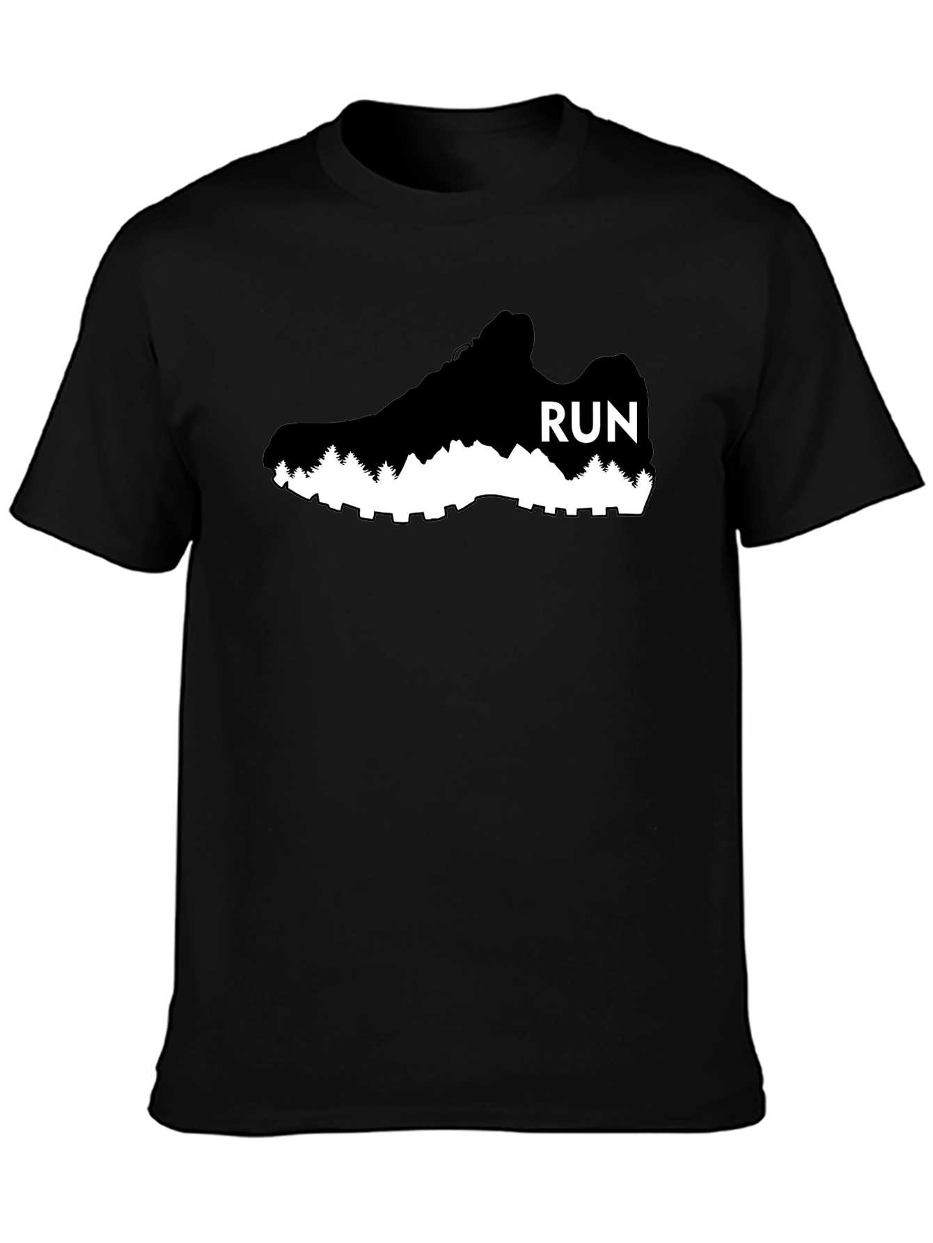 Run Shoe Graphic Tee - Black Cotton Casual Shirt