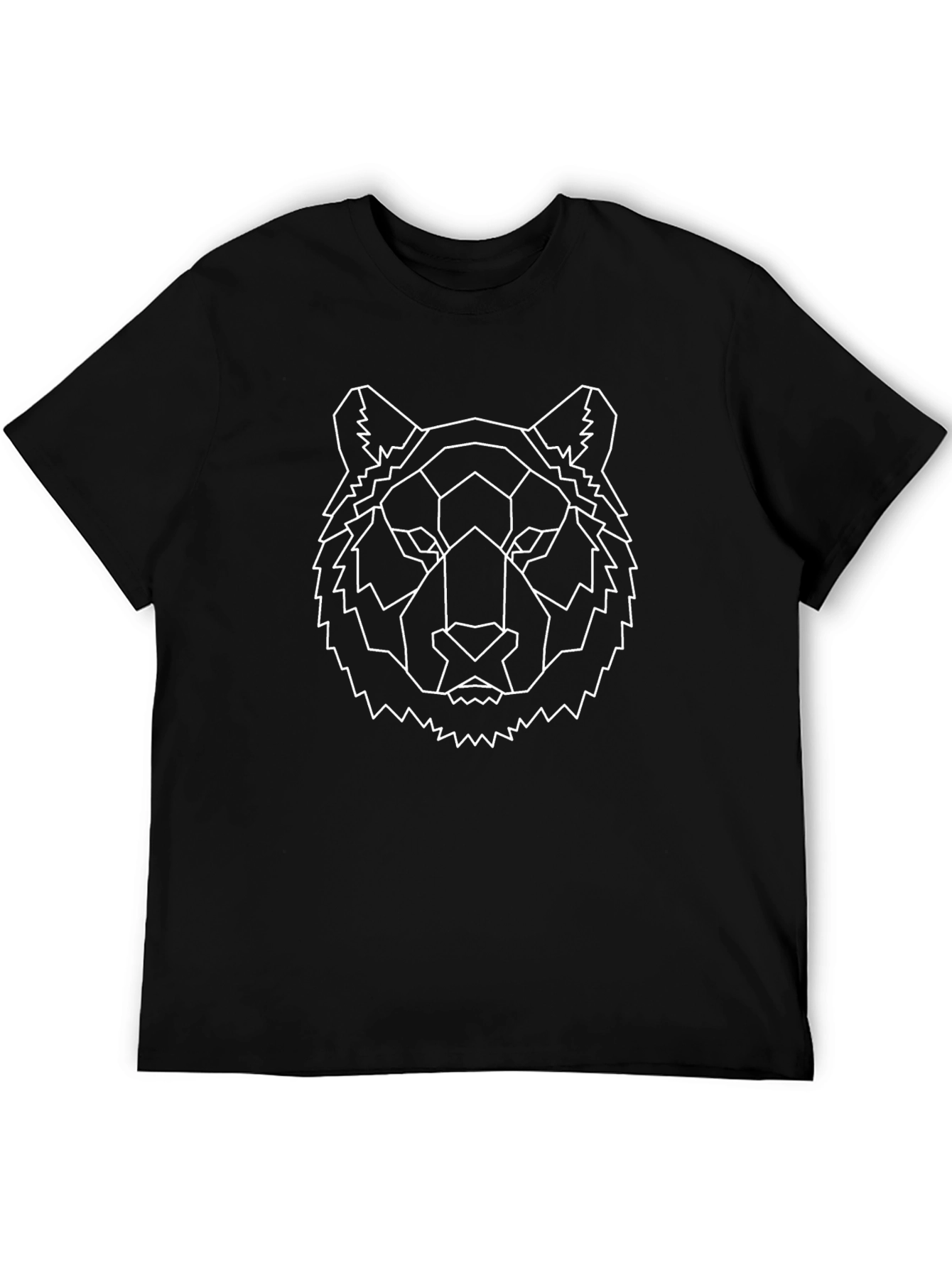 Geometric Tiger Head Black T-Shirt