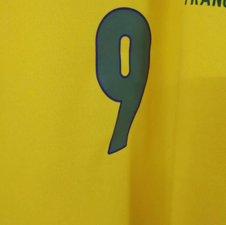 1998 Brazil Home Yellow Retro Long Sleeve Jersey (No small fonts on the chest) Detail 4