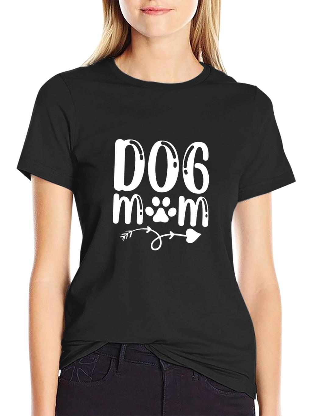 Dog Mom Arrow Graphic Tee - Black