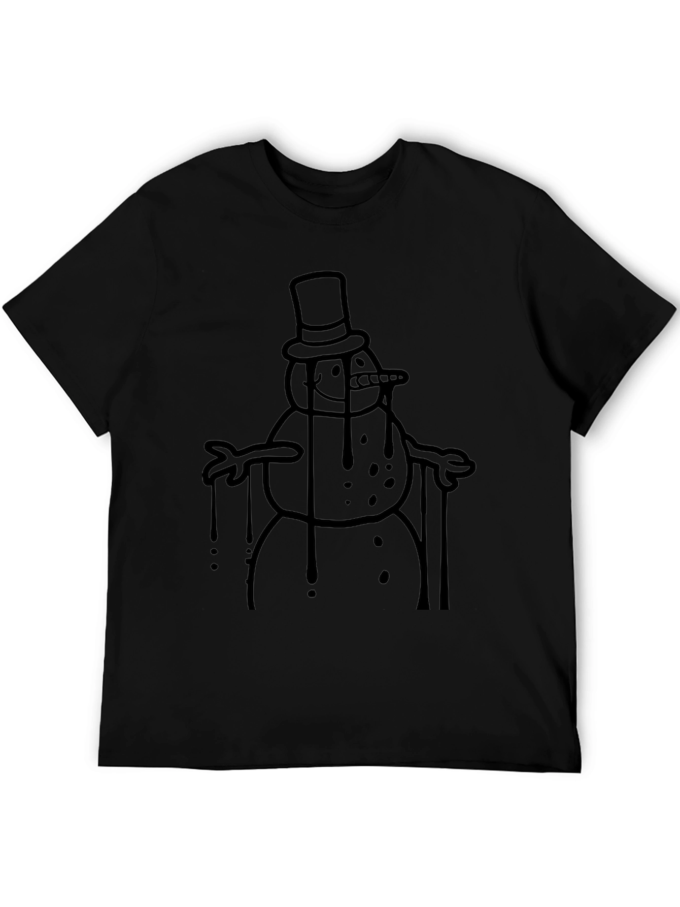 Melting Snowman Graphic Tee - Black