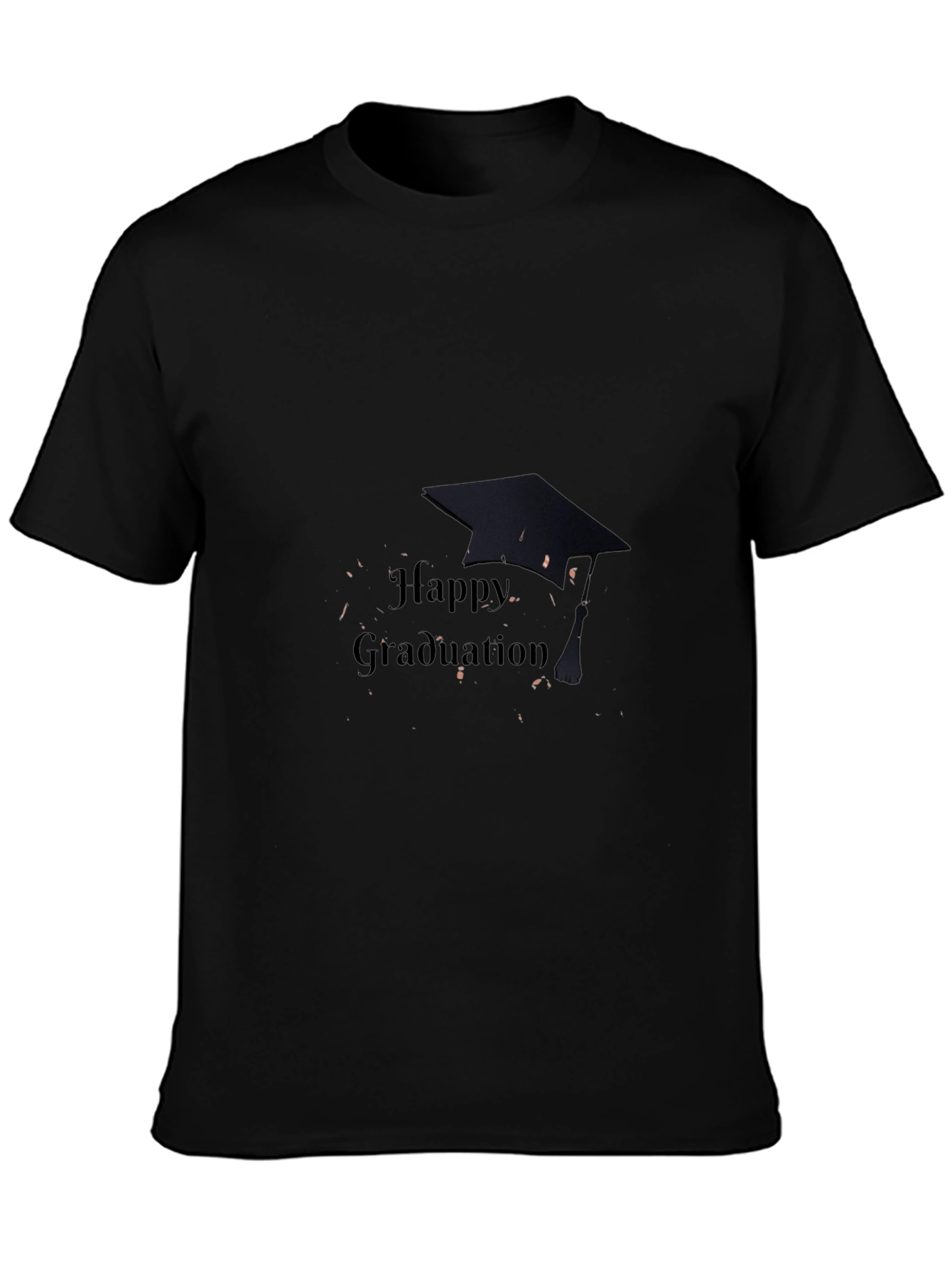 Happy Graduation T-Shirt Black Cotton Mens Crew Neck