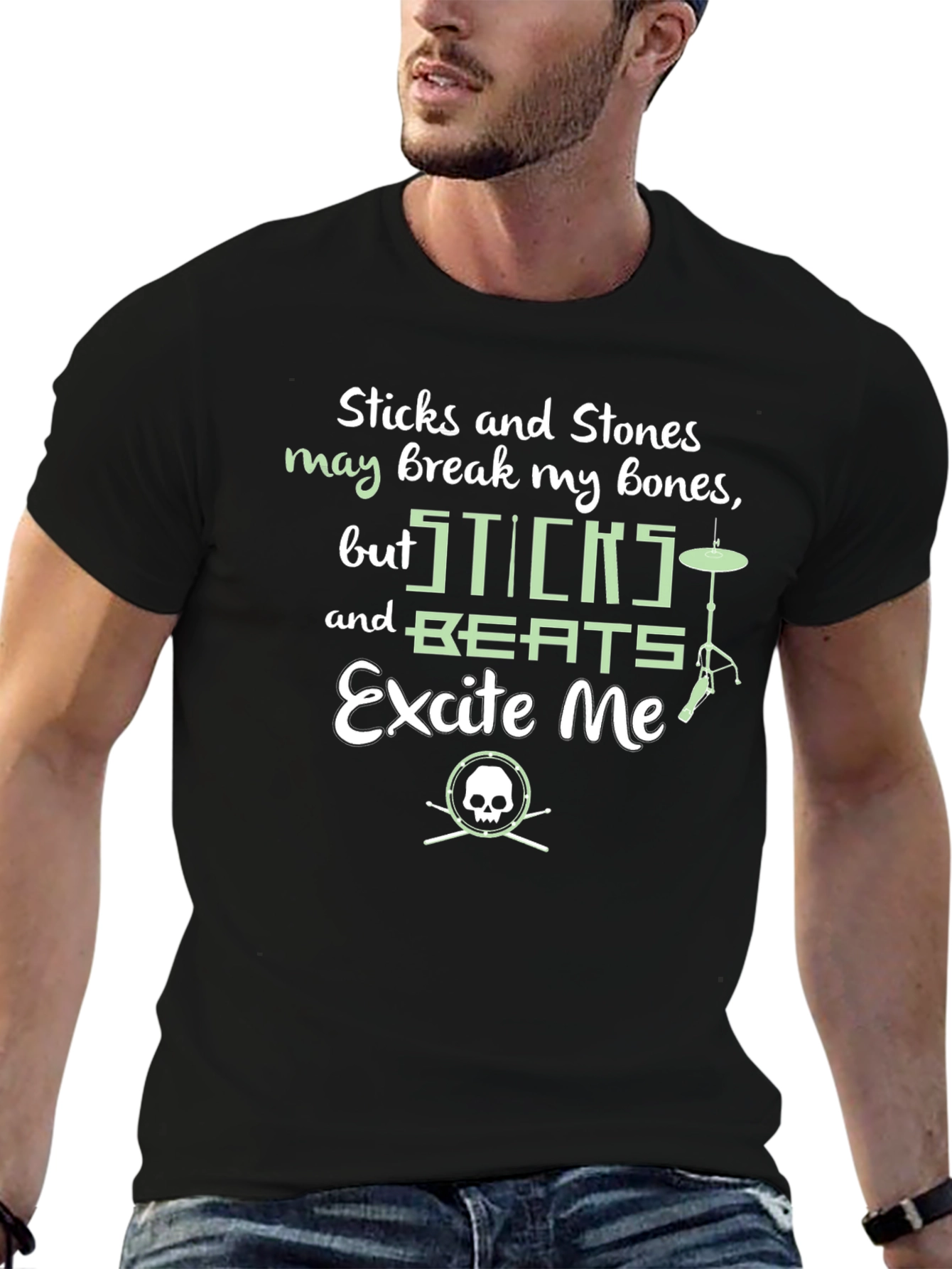 Sticks and Beats Drummer T-Shirt - Music Lover Tee