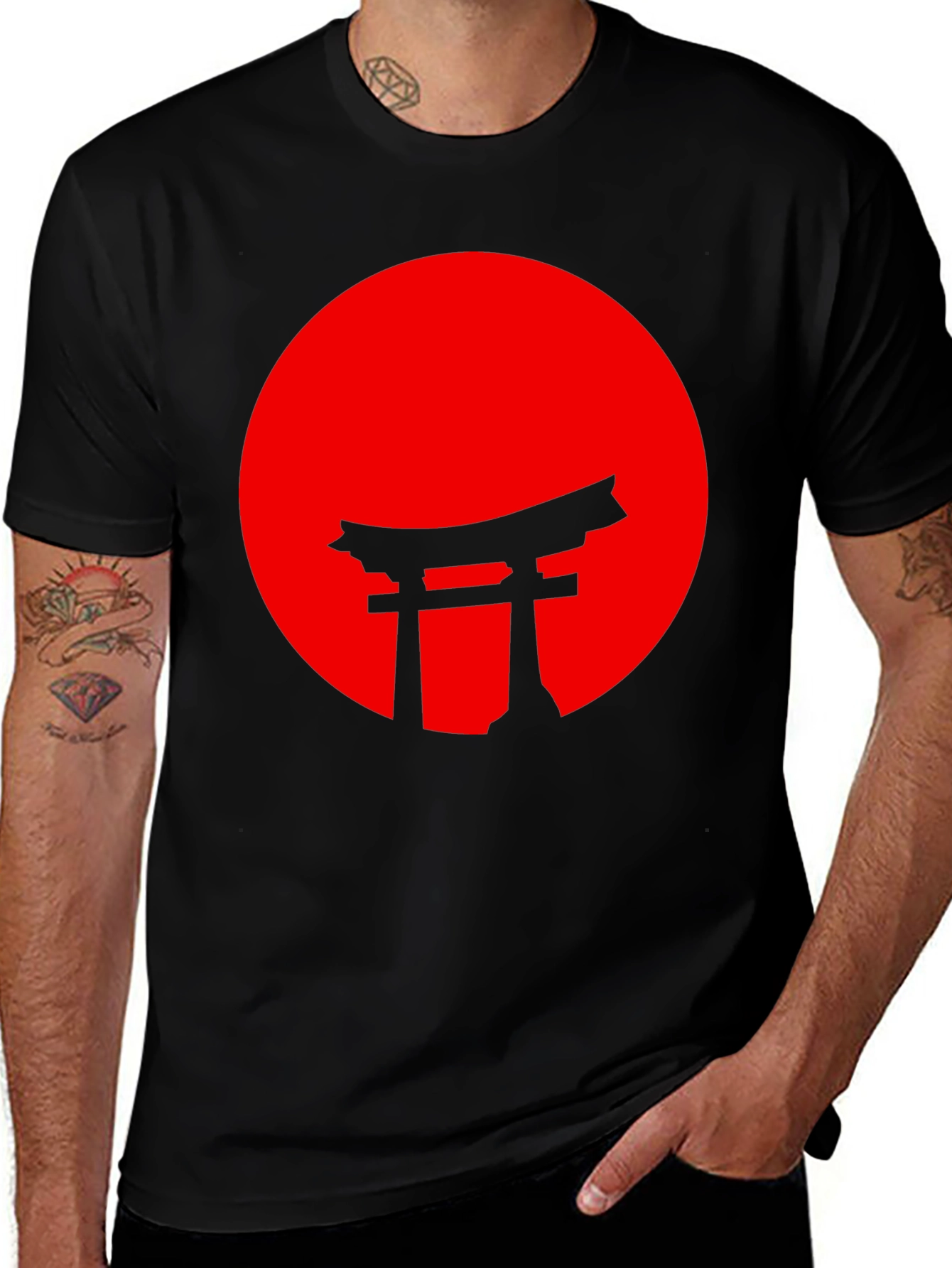 Japanese Torii Gate Red Sun Graphic Tee