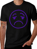 Sad Emoji Graphic T-Shirt - Black