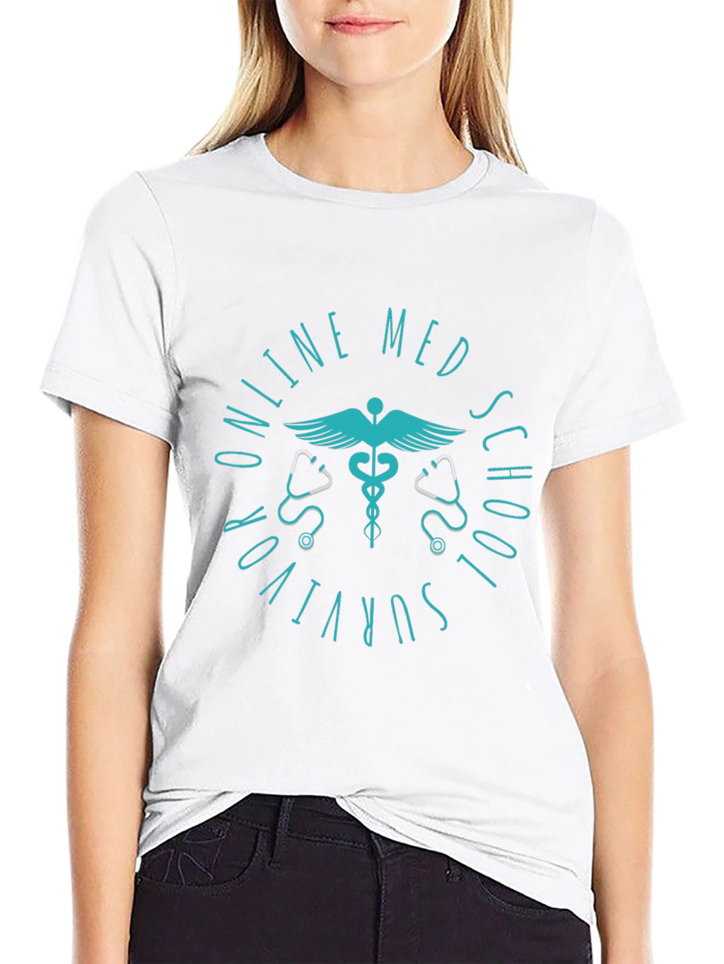Online Med School Survivor Black Tee
