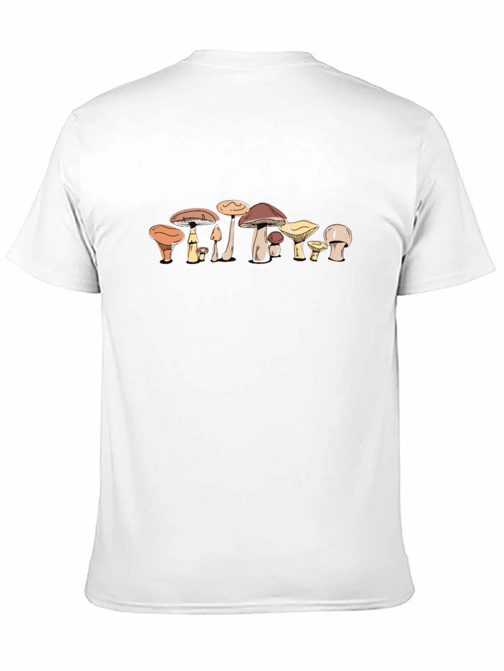 Funky Mushroom Print Black T-Shirt
