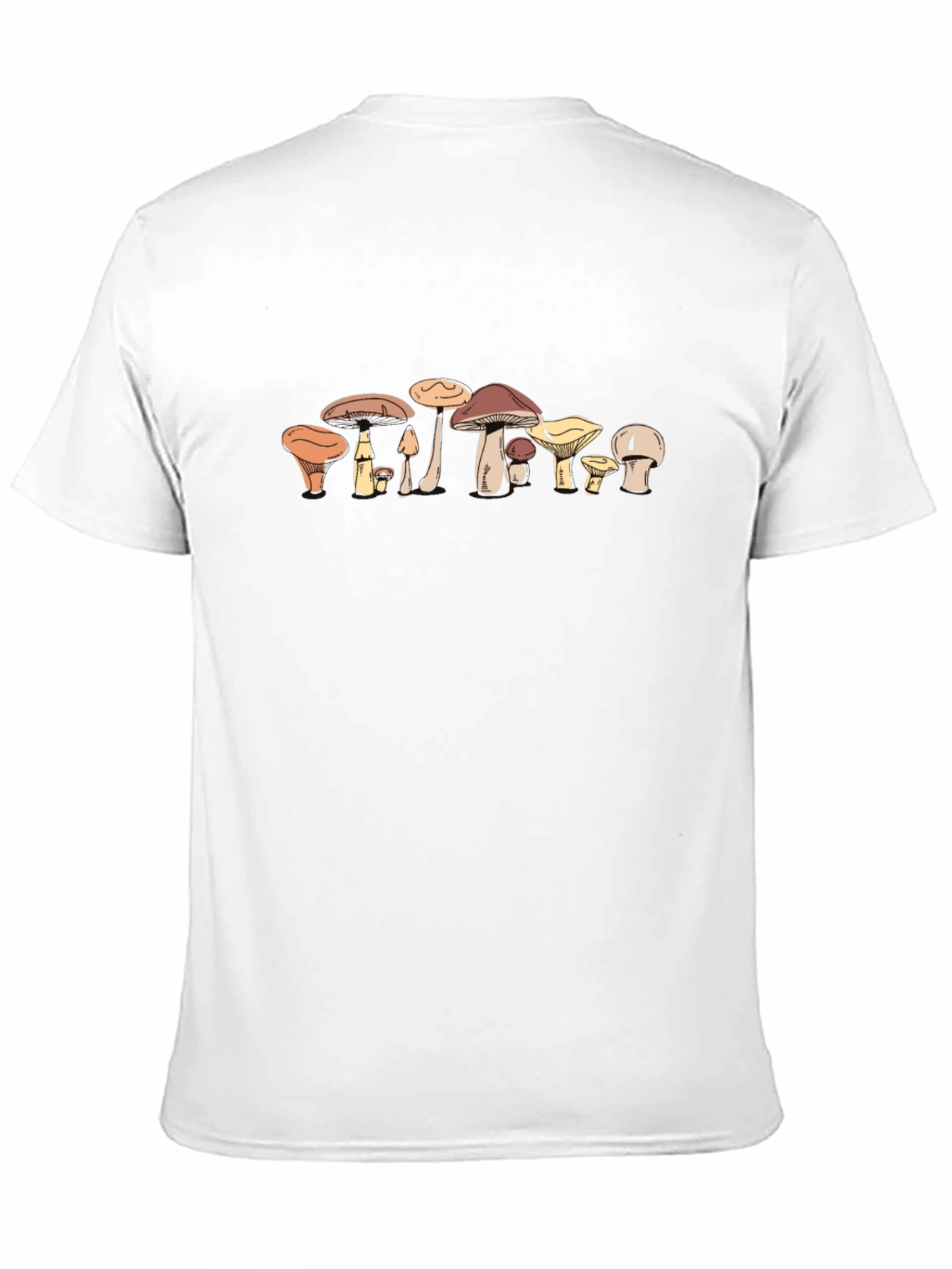 Funky Mushroom Print Black T-Shirt