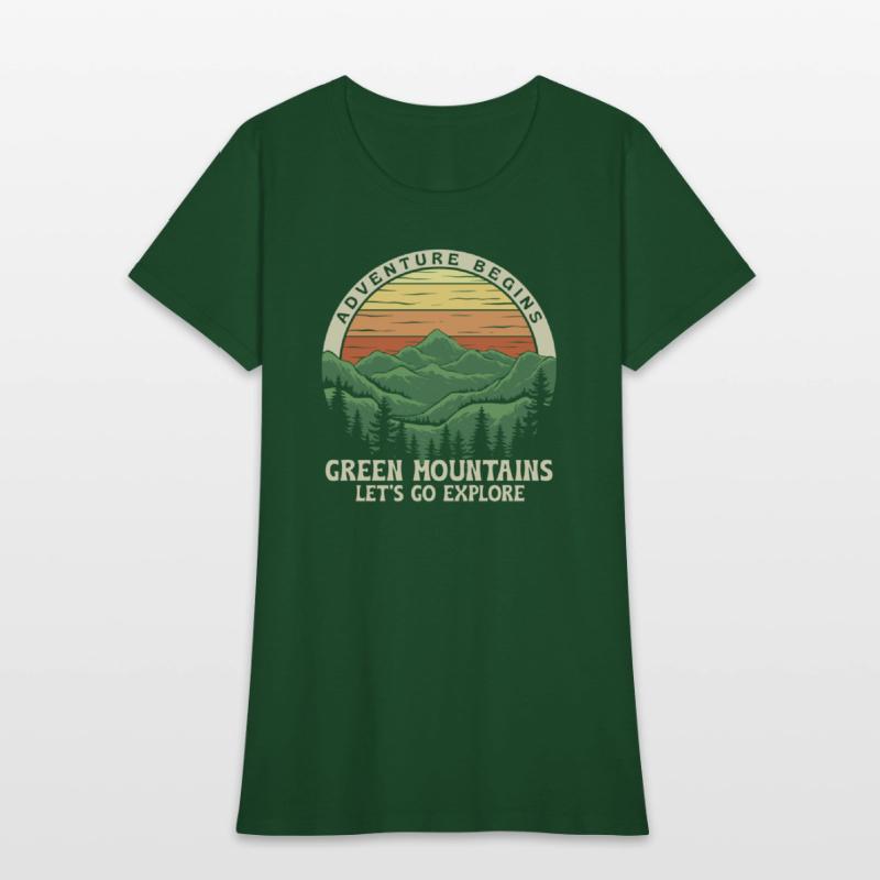 Adventure Begins, retro design. Mountain days
