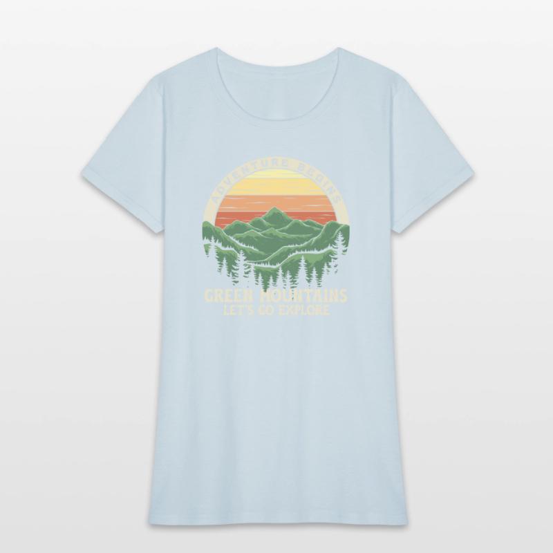Adventure Begins, retro design. Mountain days