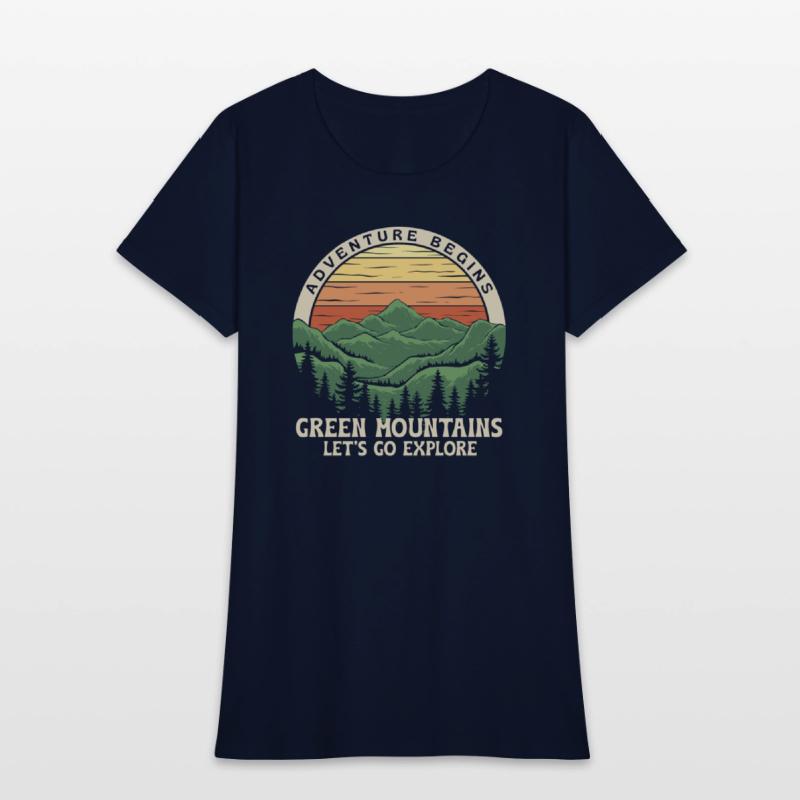 Adventure Begins, retro design. Mountain days