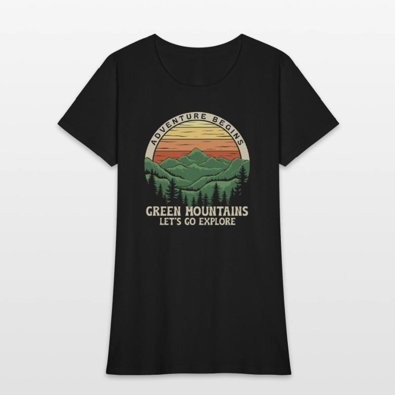 Adventure Begins, retro design. Mountain days