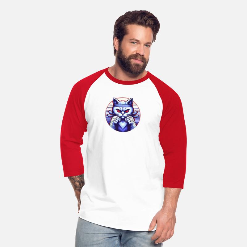 Aggressive blue cat with fiery red eyes
