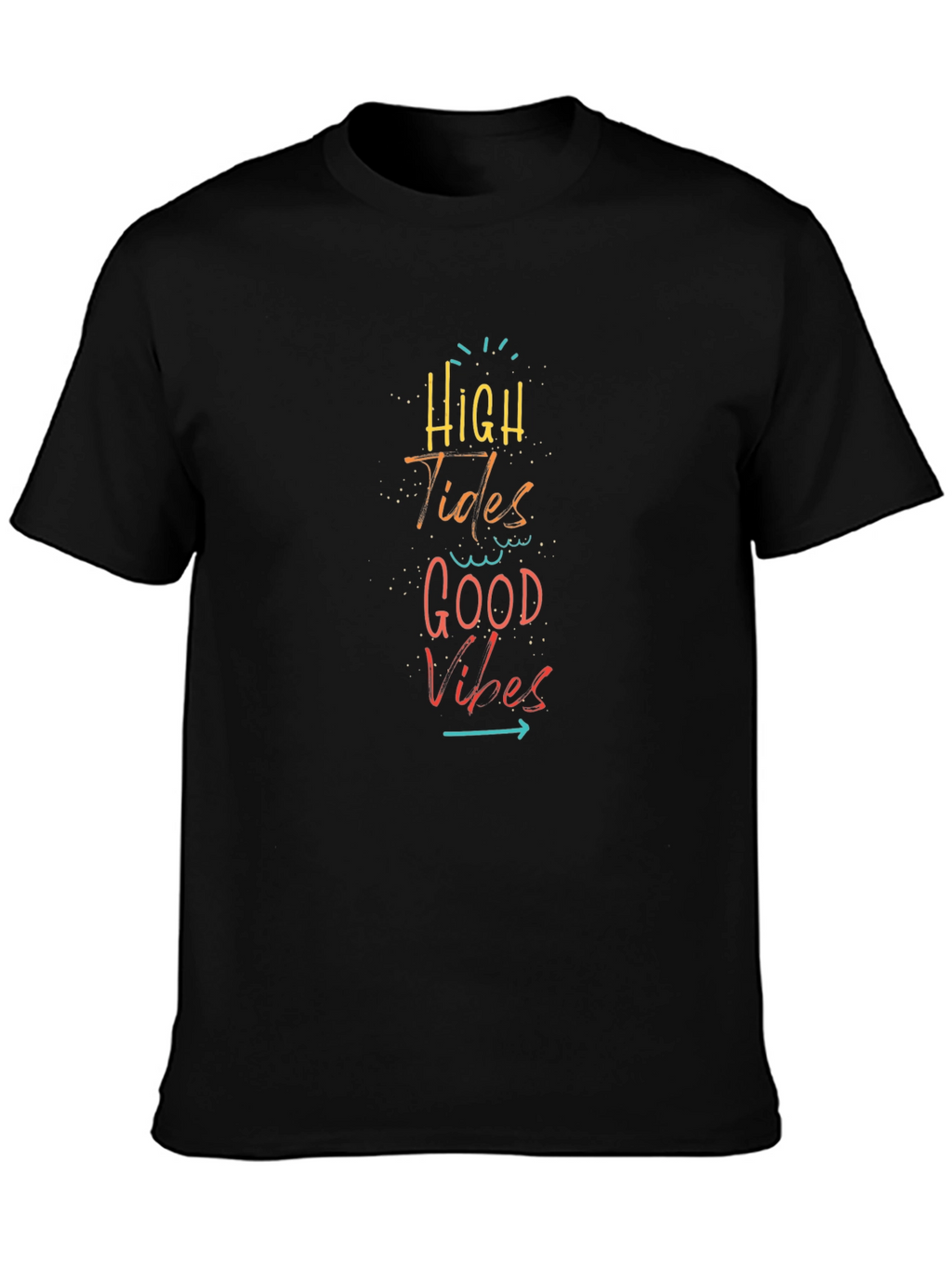 High Tides Good Vibes Black Graphic Tee