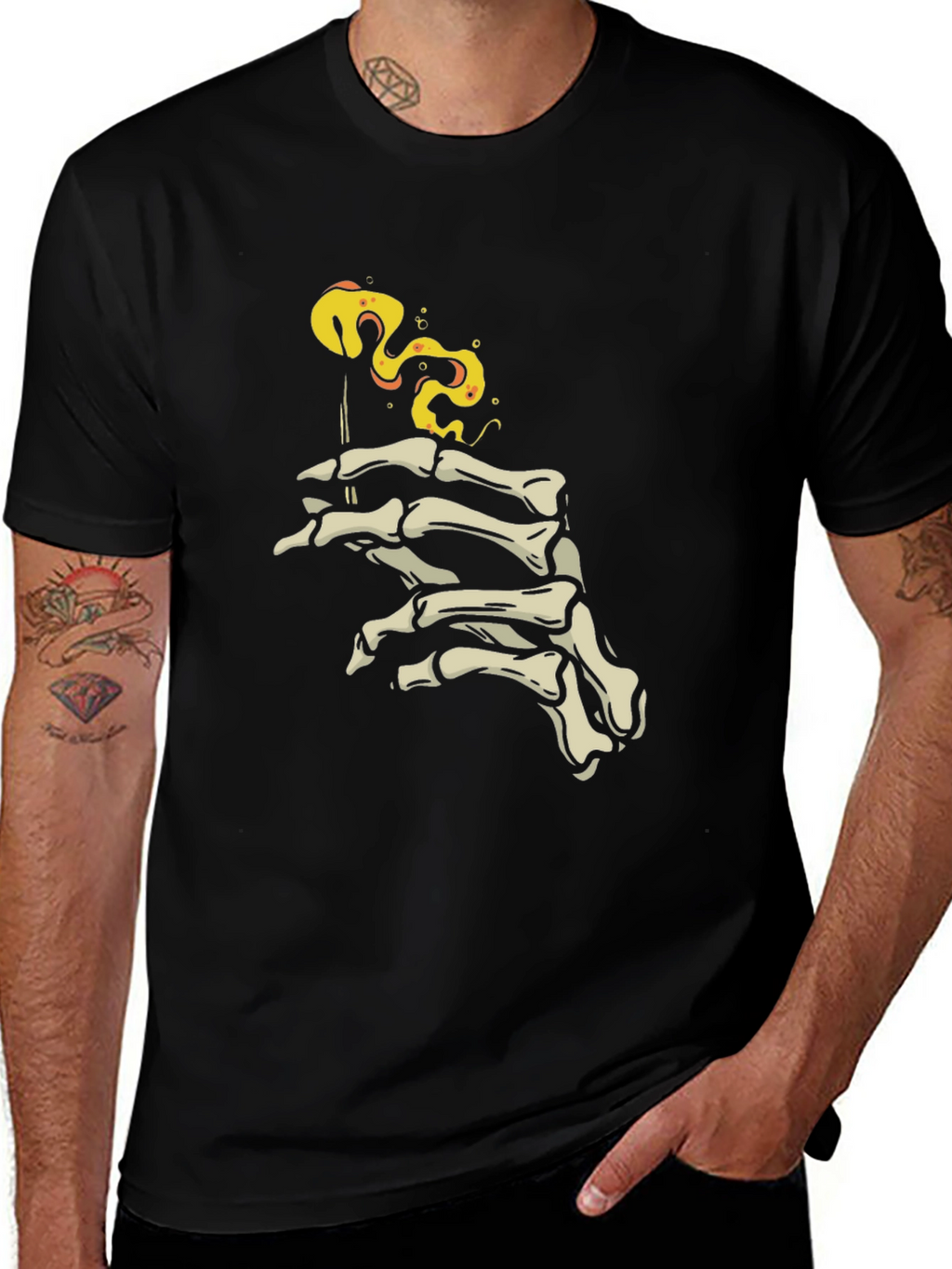 Skeleton Hand Smoking T-Shirt - Edgy Graphic Tee
