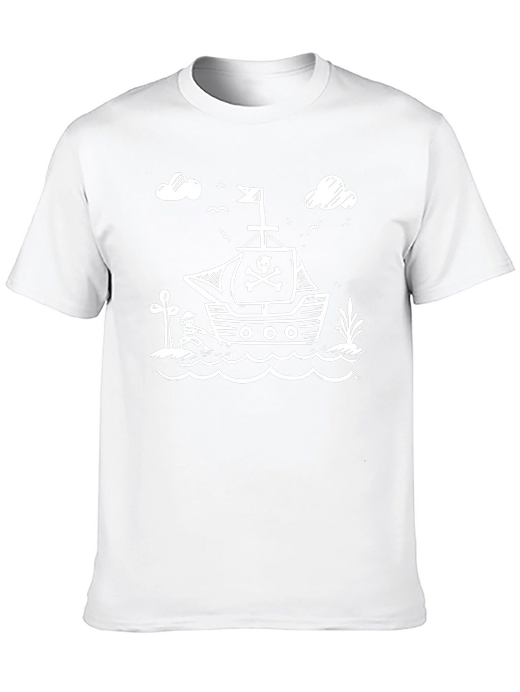 Pirate Ship Graphic Tee - Black Cotton T-Shirt