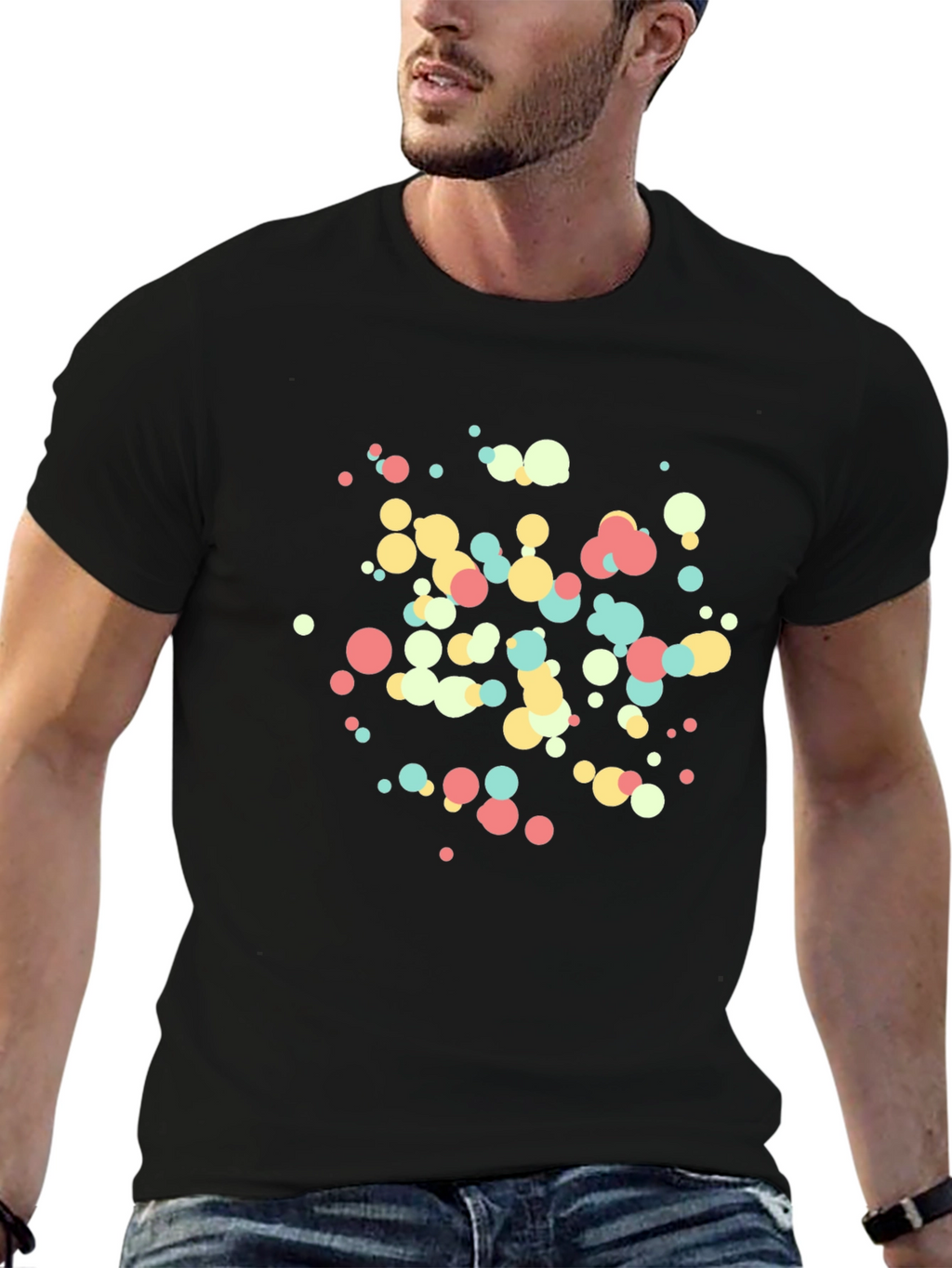 Modern Dots Tee - Black Cotton Blend