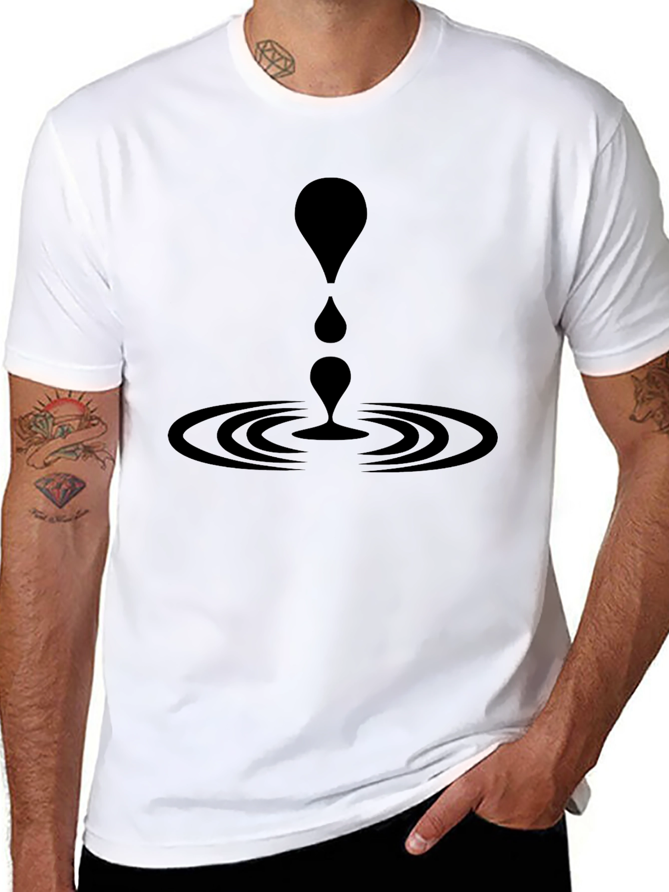 Black T-Shirt with Abstract Water Drop Graphic