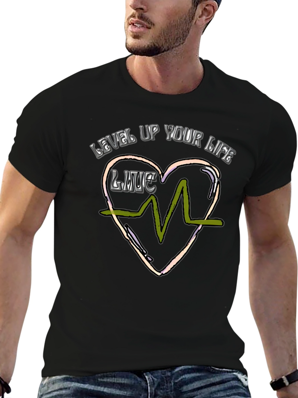 Level Up Your Life Graphic Tee - Black