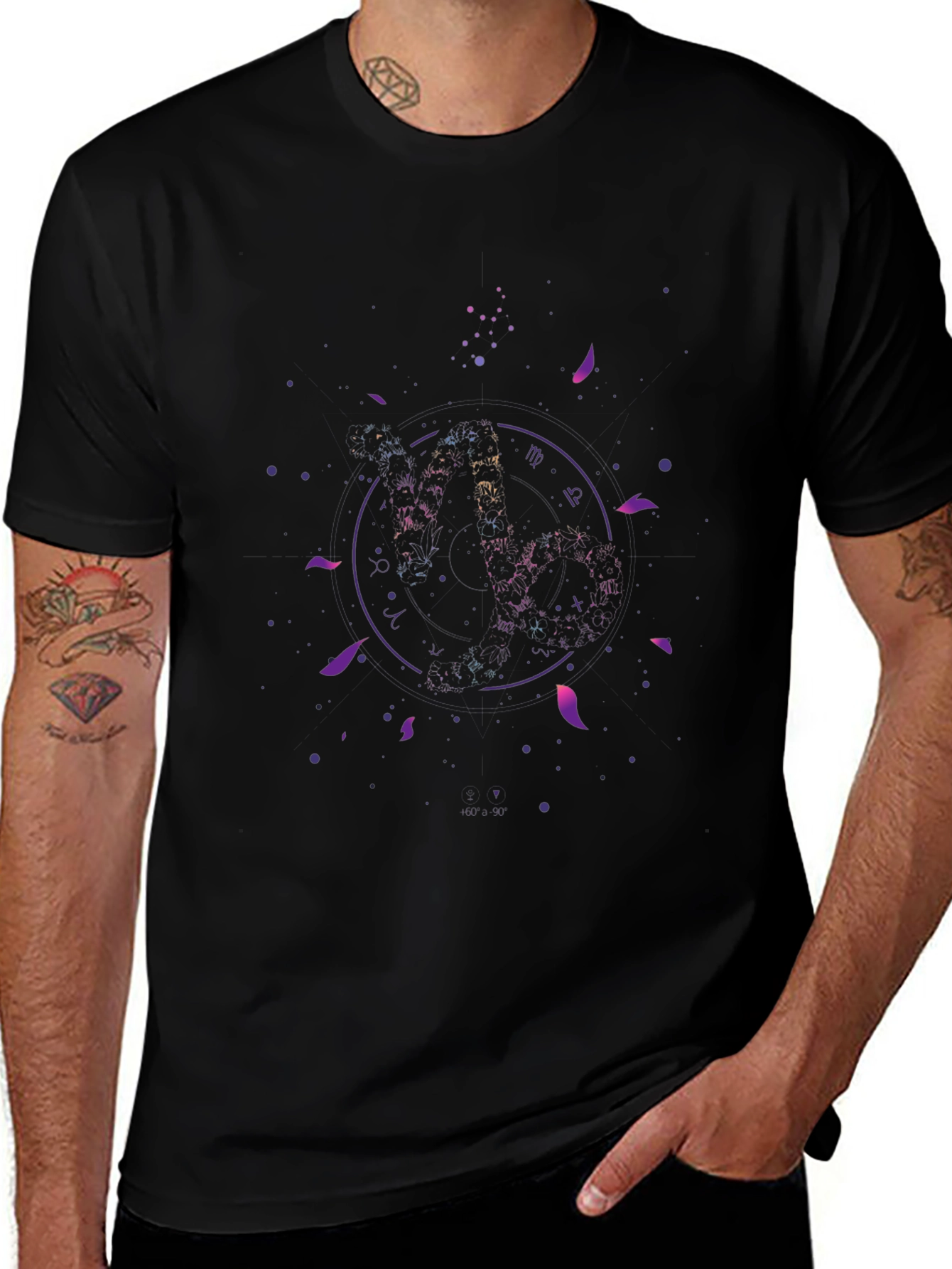 Cosmic Zodiac Black T-Shirt - Celestial Astrology Design
