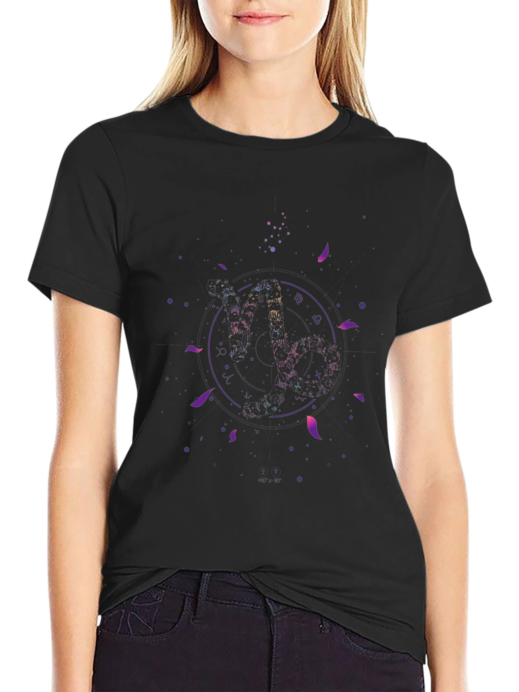Cosmic Zodiac Black T-Shirt - Celestial Astrology Design