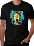 Cartoon Screaming Face Graphic Tee
