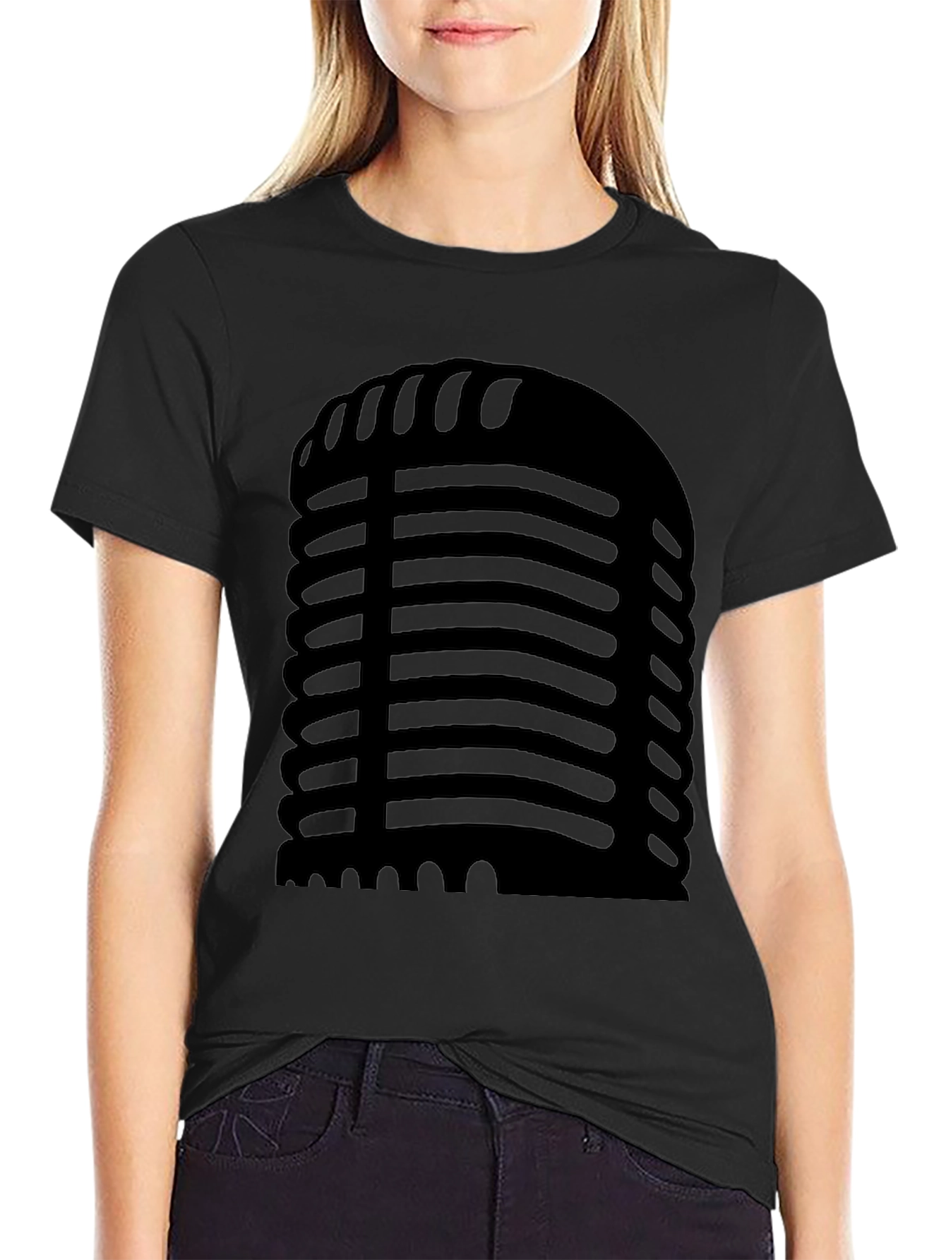 Retro Microphone Graphic Black T-Shirt