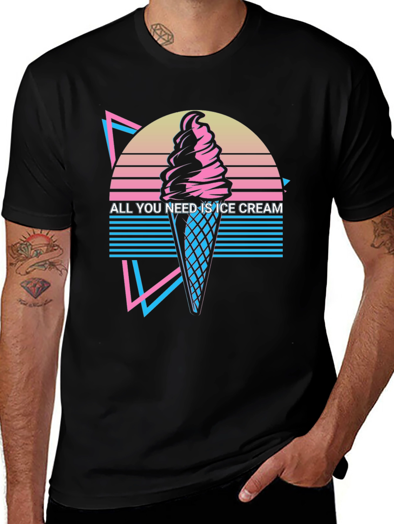 Retro Ice Cream Graphic Tee - All You Need is Ice Cream