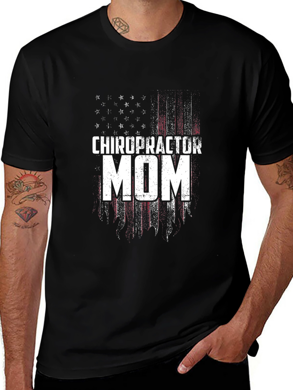 Chiropractor Mom T-Shirt - Patriotic Flag Design