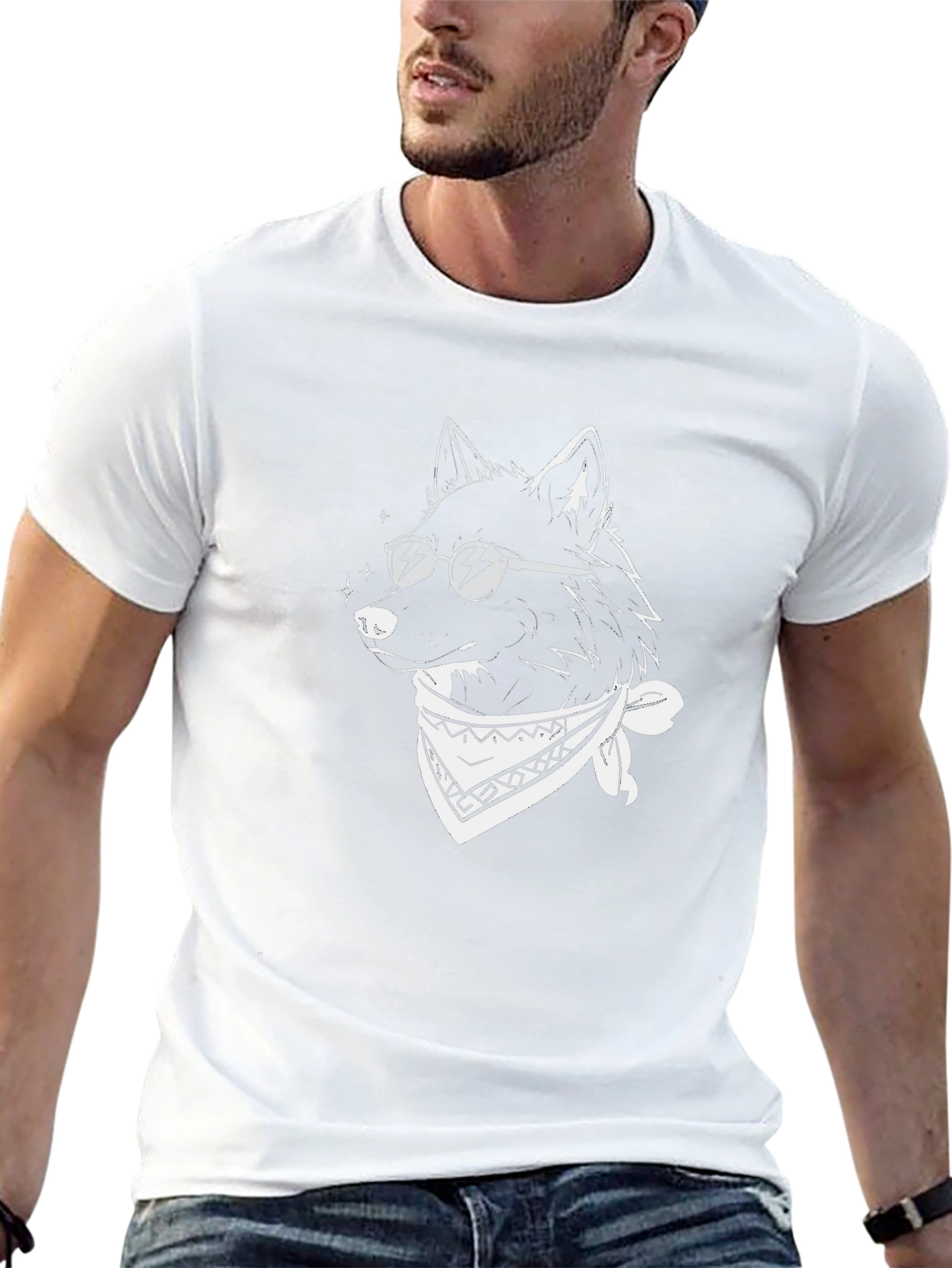 Cool Wolf Graphic Tee - Black Cotton Blend