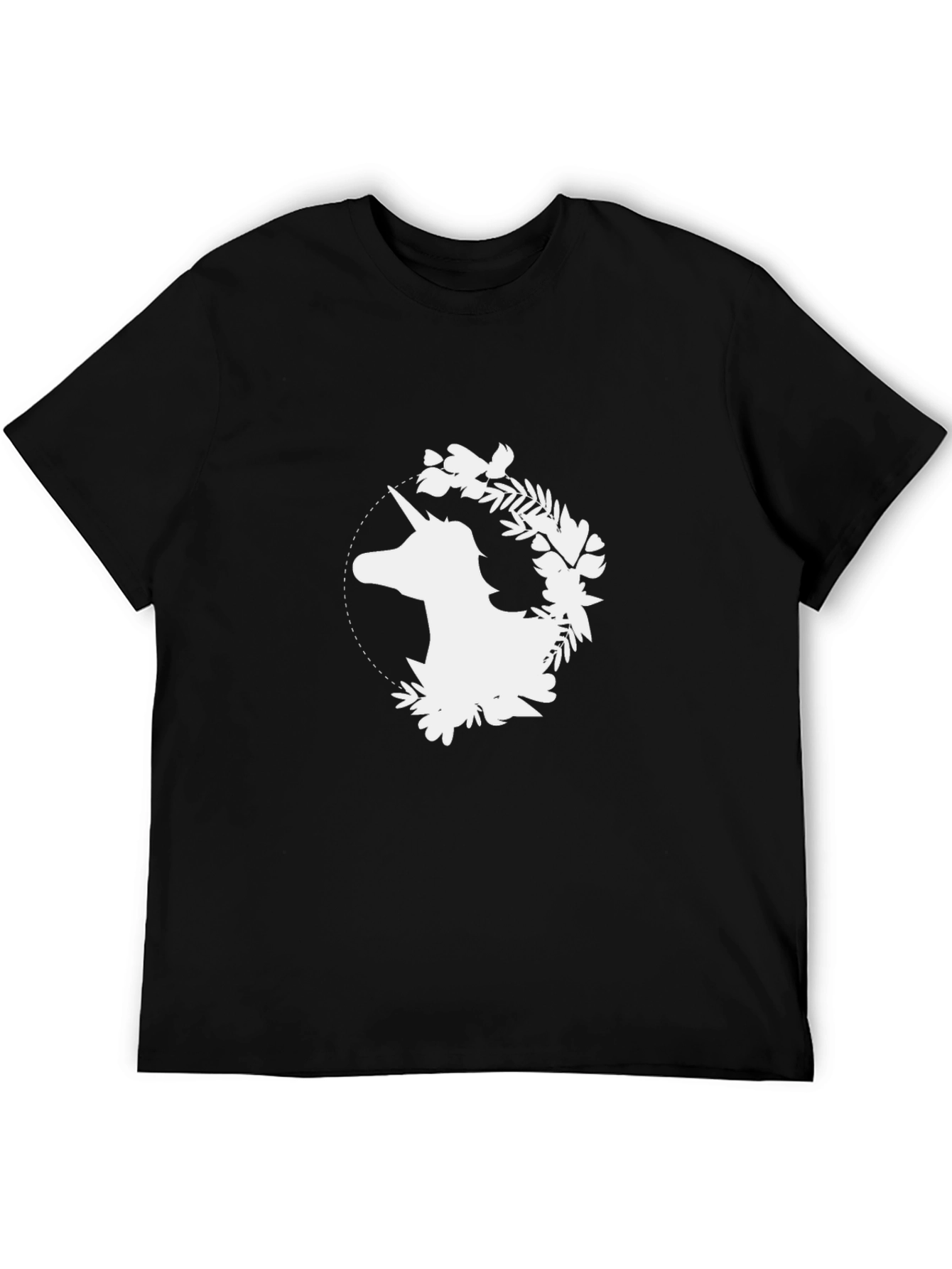 Unicorn Floral Graphic Tee - Stylish Mens Black T-Shirt