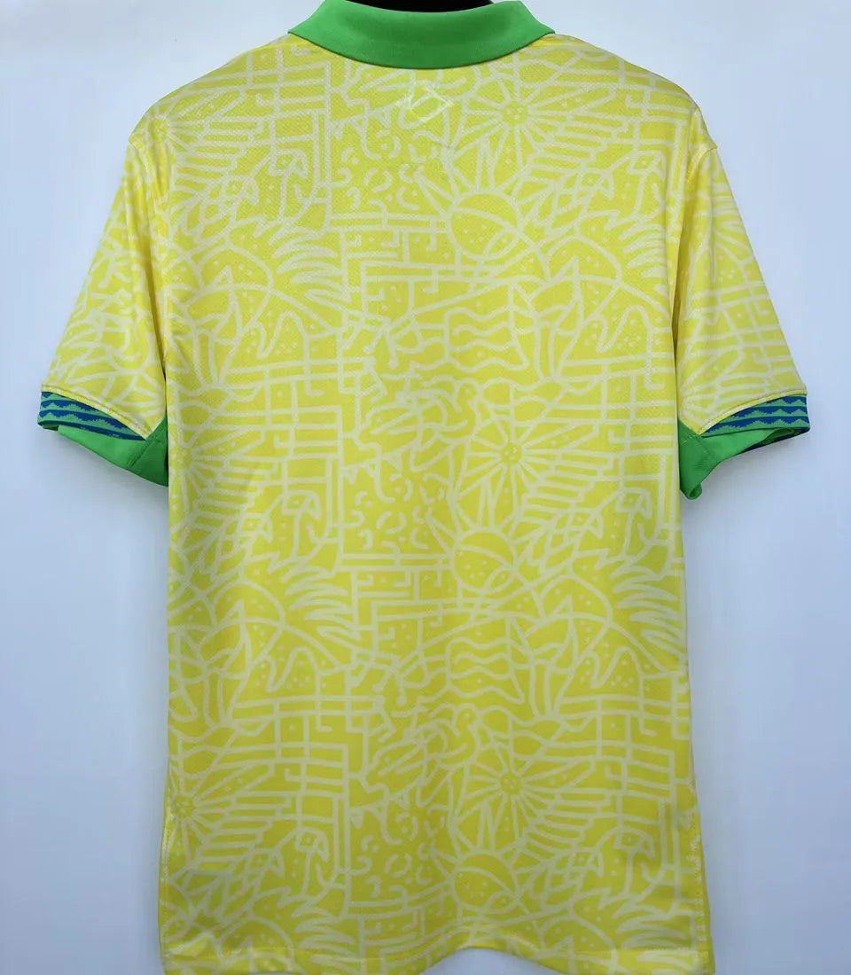 VINI JR． #7 Brazil 1:1 Quality Home Yellow Fans Jersey 2024/25 ★★ Detail 2