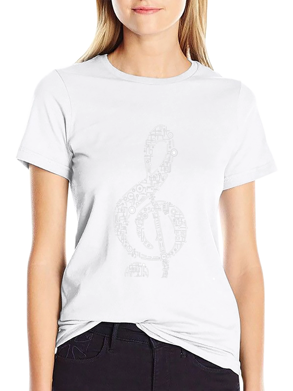 Geometric Treble Clef T-Shirt - Black